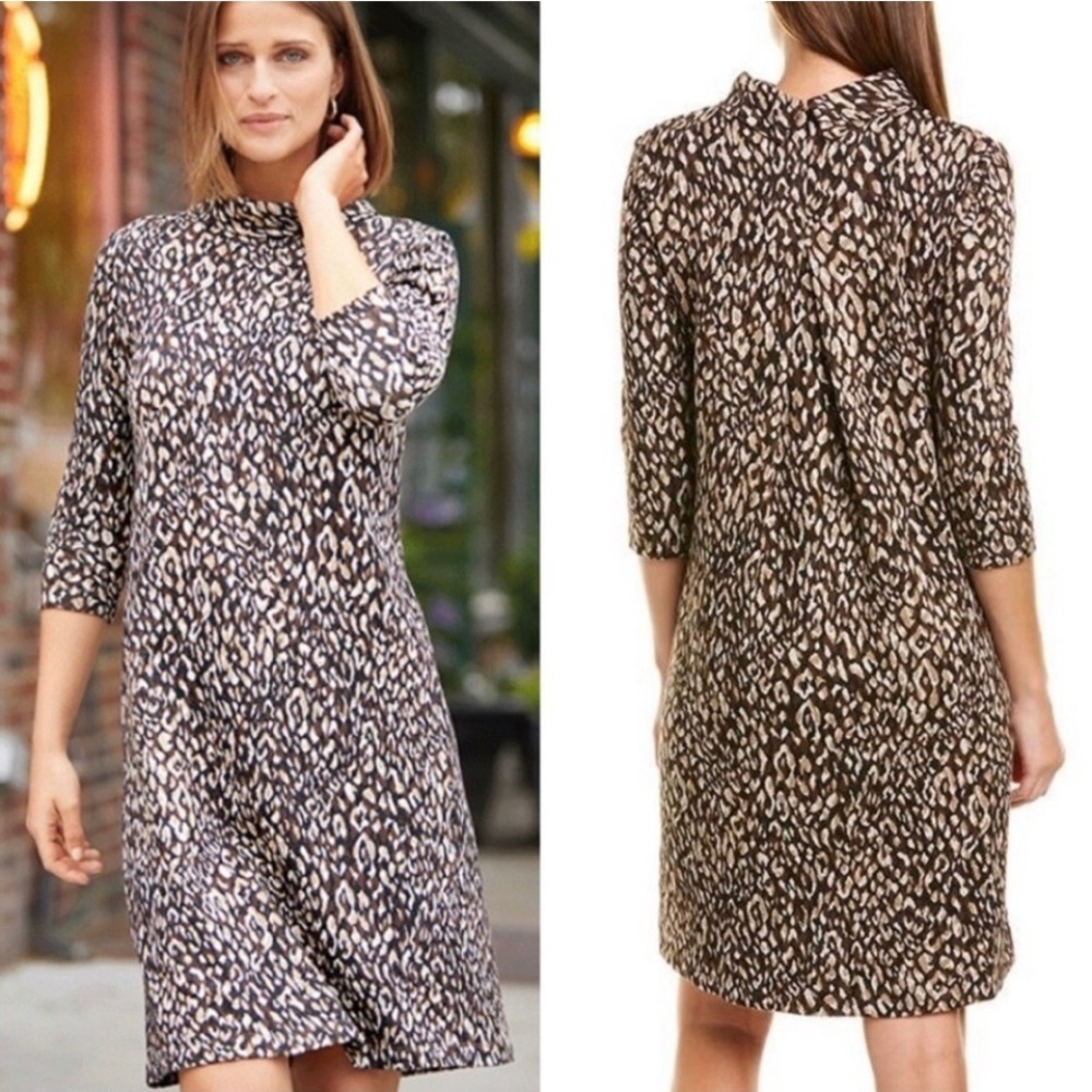 J. MCLAUGHLIN Cotton Blend Sheila Sweater Dress
in Cheetah, Brown Animal…